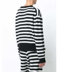 Женский черно-белый свитер с круглым вырезом в горизонтальную полоску от Morgan Lane