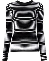 Женский черно-белый свитер с круглым вырезом в горизонтальную полоску от Dion Lee