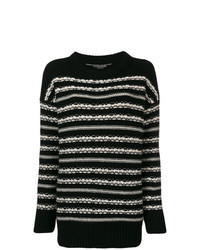 Женский черно-белый свитер с круглым вырезом в горизонтальную полоску от Ermanno Scervino