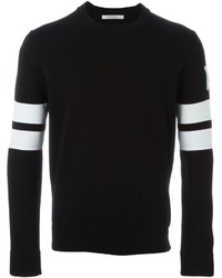 Мужской черно-белый свитер с круглым вырезом в горизонтальную полоску от Givenchy