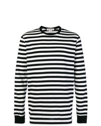 Мужской черно-белый свитер с круглым вырезом в горизонтальную полоску от Golden Goose Deluxe Brand