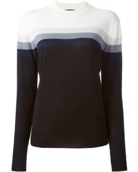 Женский черно-белый свитер с круглым вырезом в горизонтальную полоску от Jonathan Saunders