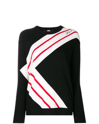 Женский черно-белый свитер с круглым вырезом в горизонтальную полоску от Karl Lagerfeld