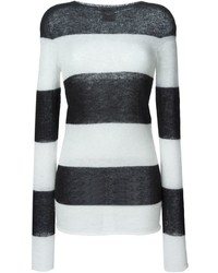 Женский черно-белый свитер с круглым вырезом в горизонтальную полоску от Laneus