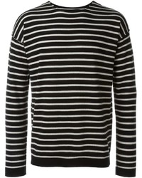 Мужской черно-белый свитер с круглым вырезом в горизонтальную полоску от Marni