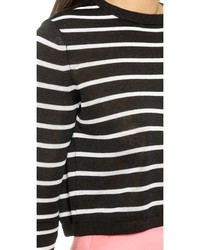 Женский черно-белый свитер с круглым вырезом в горизонтальную полоску от Tibi