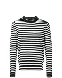 Мужской черно-белый свитер с круглым вырезом в горизонтальную полоску от Ps By Paul Smith