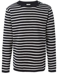 Мужской черно-белый свитер с круглым вырезом в горизонтальную полоску от S.N.S. Herning