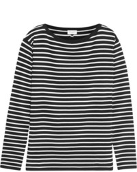 Женский черно-белый свитер с круглым вырезом в горизонтальную полоску от Saint Laurent