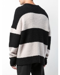 Мужской черно-белый свитер с круглым вырезом в горизонтальную полоску от Amiri