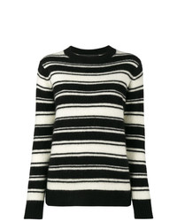 Женский черно-белый свитер с круглым вырезом в горизонтальную полоску от The Elder Statesman