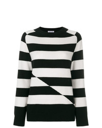 Женский черно-белый свитер с круглым вырезом в горизонтальную полоску от Tomas Maier