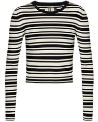 Женский черно-белый свитер с круглым вырезом в горизонтальную полоску от Topshop