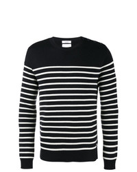 Мужской черно-белый свитер с круглым вырезом в горизонтальную полоску от Valentino