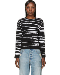 Женский черно-белый свитер с круглым вырезом в горизонтальную полоску от Versace