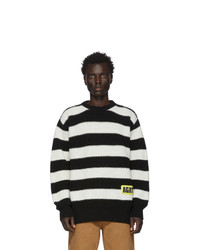 Мужской черно-белый свитер с круглым вырезом в горизонтальную полоску от Vyner Articles
