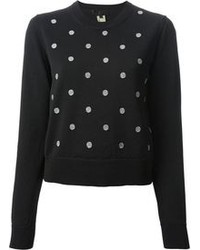 Женский черно-белый свитер с круглым вырезом в горошек от Comme des Garcons