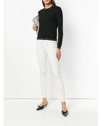 Женский черно-белый свитер с круглым вырезом в горошек от Twin-Set