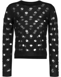 Женский черно-белый свитер с круглым вырезом в горошек от Simone Rocha