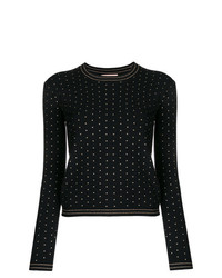 Женский черно-белый свитер с круглым вырезом в горошек от Twin-Set