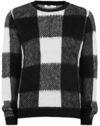Черно-белый свитер с круглым вырезом в клетку