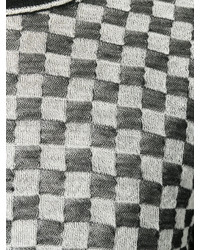 Мужской черно-белый свитер с круглым вырезом в клетку от Lanvin