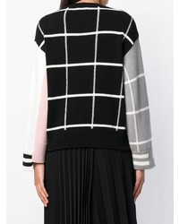 Женский черно-белый свитер с круглым вырезом в клетку от MRZ