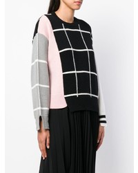 Женский черно-белый свитер с круглым вырезом в клетку от MRZ