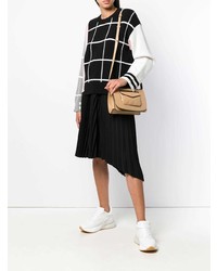 Женский черно-белый свитер с круглым вырезом в клетку от MRZ