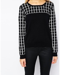 Женский черно-белый свитер с круглым вырезом в клетку от Vero Moda