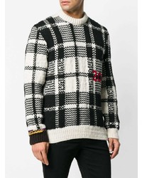 Мужской черно-белый свитер с круглым вырезом в клетку от Calvin Klein 205W39nyc