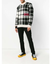Мужской черно-белый свитер с круглым вырезом в клетку от Calvin Klein 205W39nyc