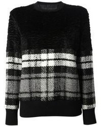 Женский черно-белый свитер с круглым вырезом в шотландскую клетку от Drome