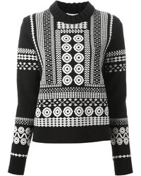 Женский черно-белый свитер с круглым вырезом с геометрическим рисунком от Chloé