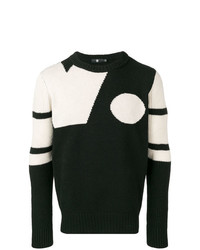 Мужской черно-белый свитер с круглым вырезом с геометрическим рисунком от G-Star Raw Research