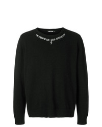 Мужской черно-белый свитер с круглым вырезом с принтом от Adaptation