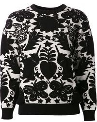 Женский черно-белый свитер с круглым вырезом с принтом от Alexander McQueen