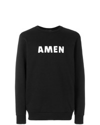 Мужской черно-белый свитер с круглым вырезом с принтом от Amen