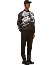 Мужской черно-белый свитер с круглым вырезом с принтом от Juun.J
