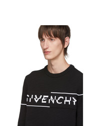 Мужской черно-белый свитер с круглым вырезом с принтом от Givenchy