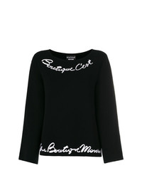 Женский черно-белый свитер с круглым вырезом с принтом от Boutique Moschino