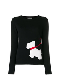 Женский черно-белый свитер с круглым вырезом с принтом от Boutique Moschino