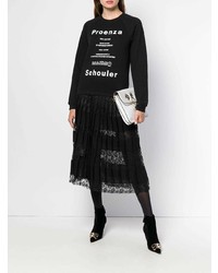 Женский черно-белый свитер с круглым вырезом с принтом от Proenza Schouler