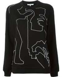 Женский черно-белый свитер с круглым вырезом с принтом от Carven