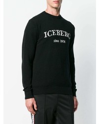 Мужской черно-белый свитер с круглым вырезом с принтом от Iceberg