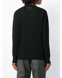 Женский черно-белый свитер с круглым вырезом с принтом от Prada