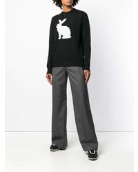 Женский черно-белый свитер с круглым вырезом с принтом от Prada