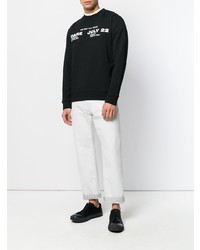 Мужской черно-белый свитер с круглым вырезом с принтом от McQ Alexander McQueen