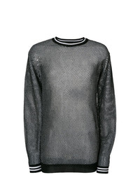 Мужской черно-белый свитер с круглым вырезом с принтом от Diesel Black Gold