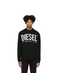 Мужской черно-белый свитер с круглым вырезом с принтом от Diesel